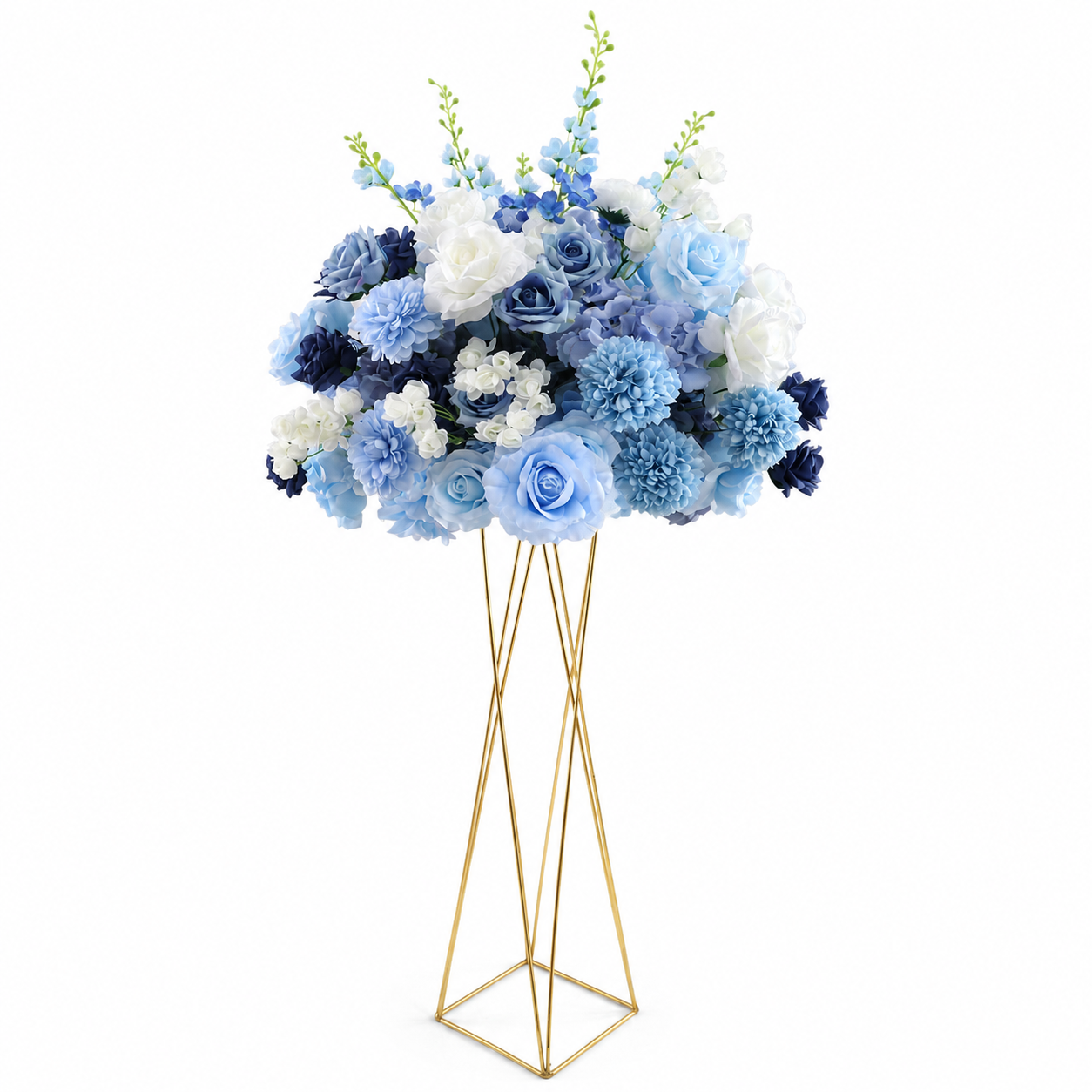 Artificial Flower Ball, Blue White Wedding Centerpiece, Stand Not Included 20 in / 50 cm,24 in / 60 cm,28 in / 70 cm