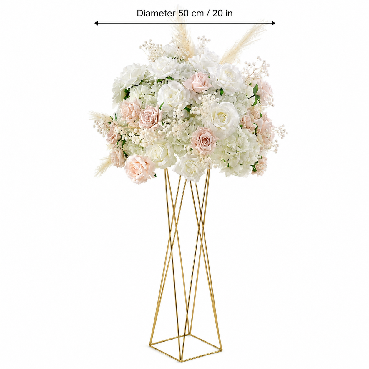 Artificial Flower Ball, Blush White Wedding Centerpiece, Stand Not Included. 20 in / 50 cm,24 in / 60 cm,28 in / 70 cm