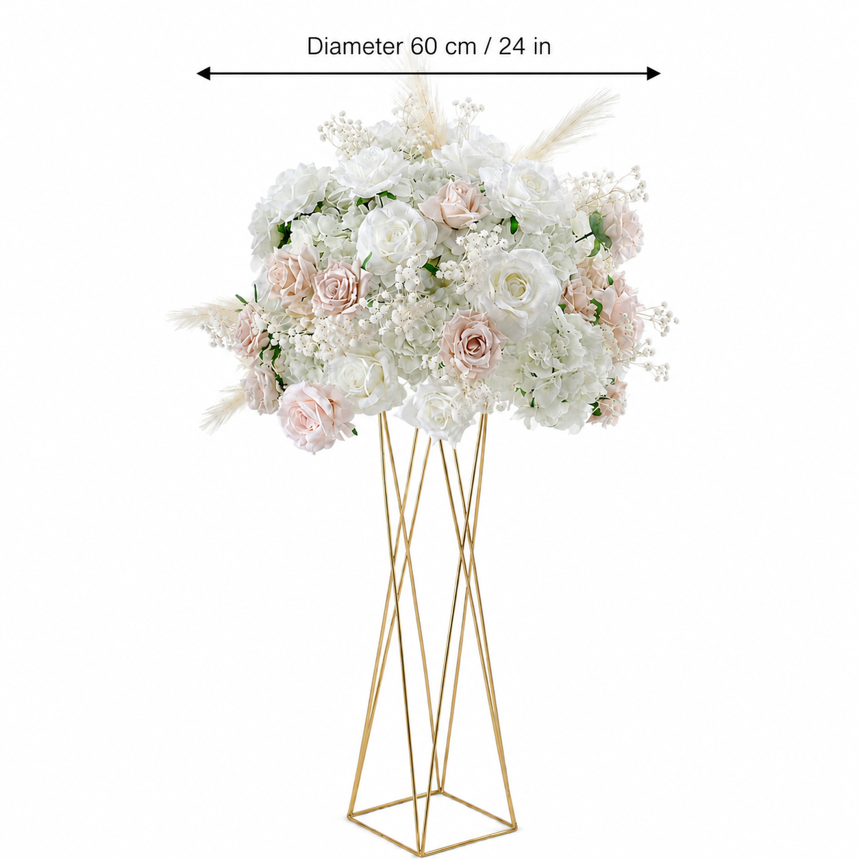 Artificial Flower Ball, Blush White Wedding Centerpiece, Stand Not Included. 20 in / 50 cm,24 in / 60 cm,28 in / 70 cm