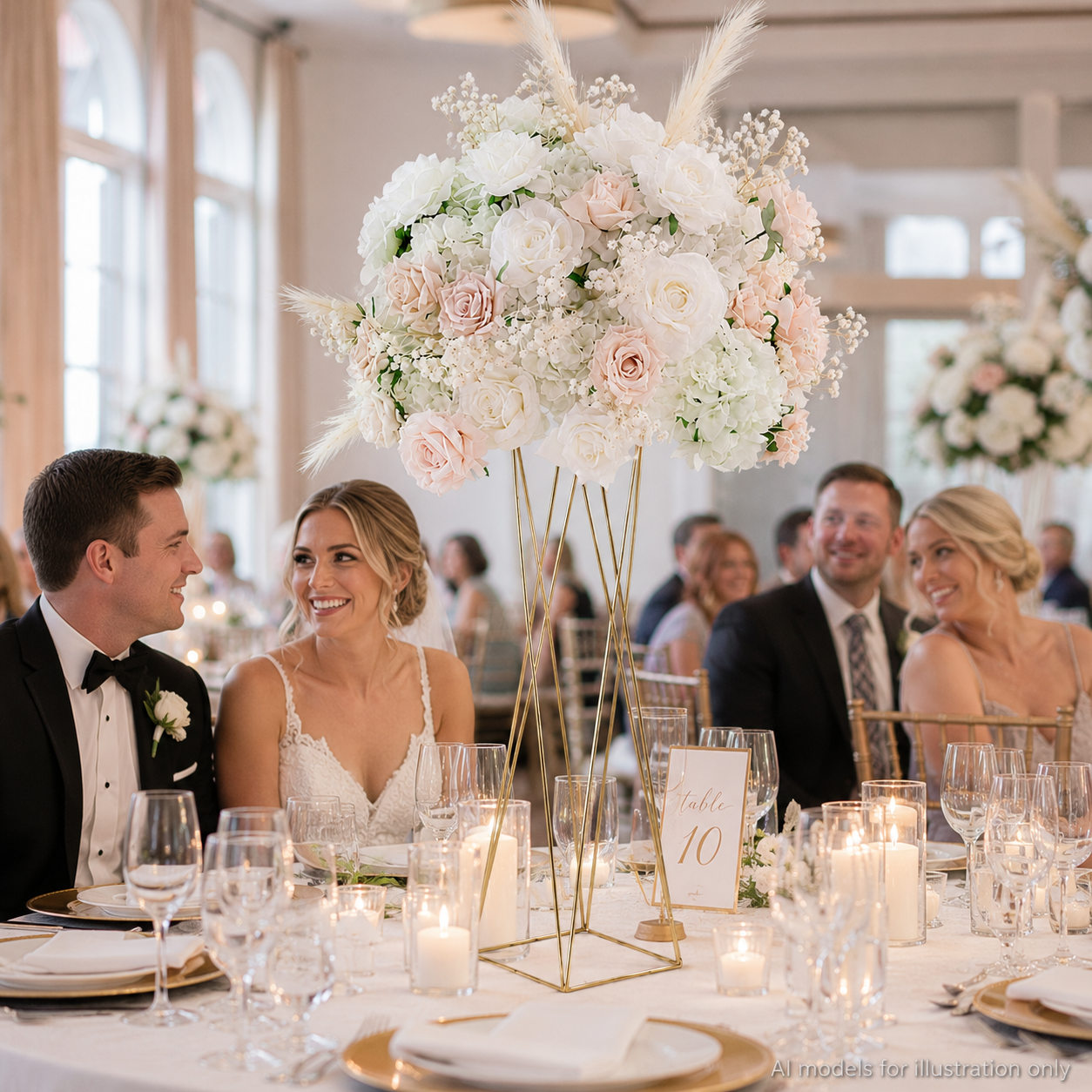 Artificial Flower Ball, Blush White Wedding Centerpiece, Stand Not Included. 20 in / 50 cm,24 in / 60 cm,28 in / 70 cm