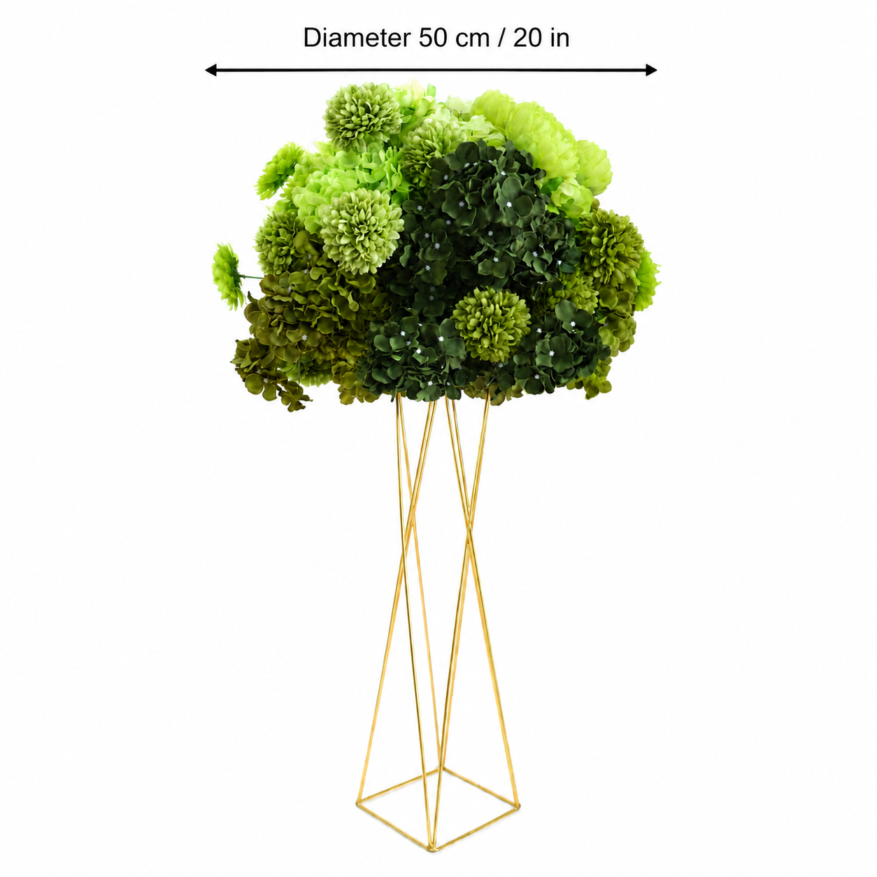 Artificial Flower Ball, Green Hydrangea Wedding Decor, Stand Not Included  20 in / 50 cm,24 in / 60 cm,28 in / 70 cm