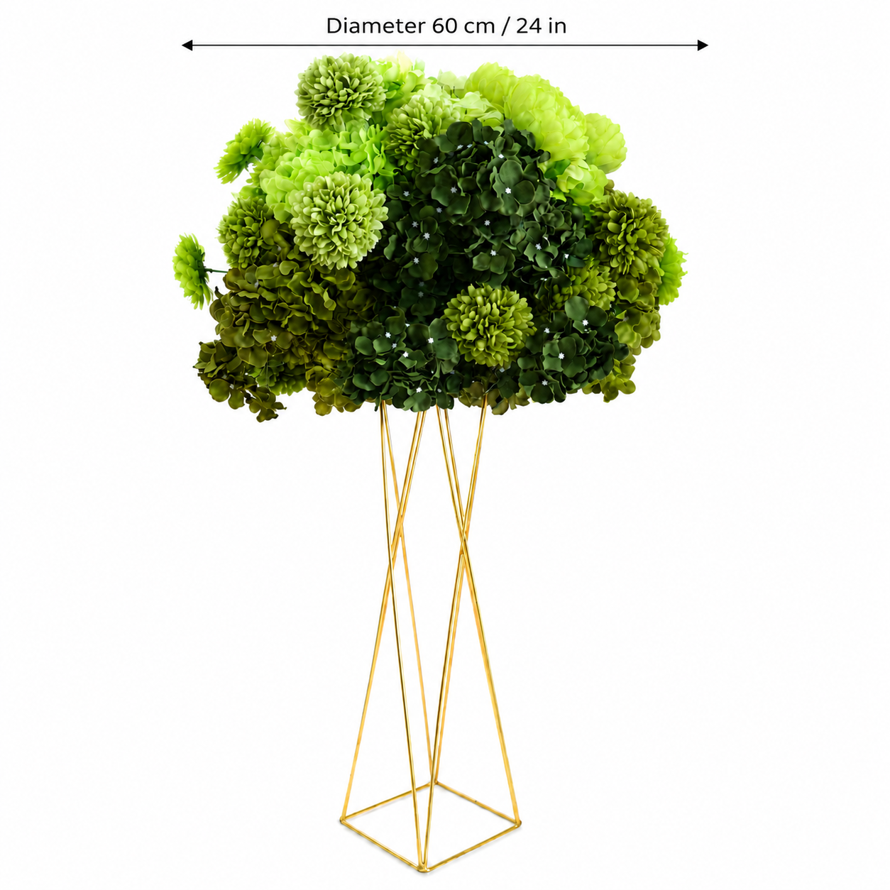 Artificial Flower Ball, Green Hydrangea Wedding Decor, Stand Not Included  20 in / 50 cm,24 in / 60 cm,28 in / 70 cm