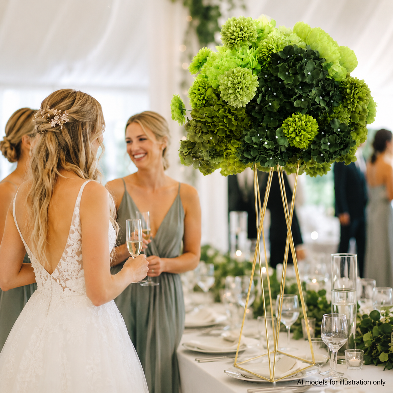 Artificial Flower Ball, Green Hydrangea Wedding Decor, Stand Not Included  20 in / 50 cm,24 in / 60 cm,28 in / 70 cm