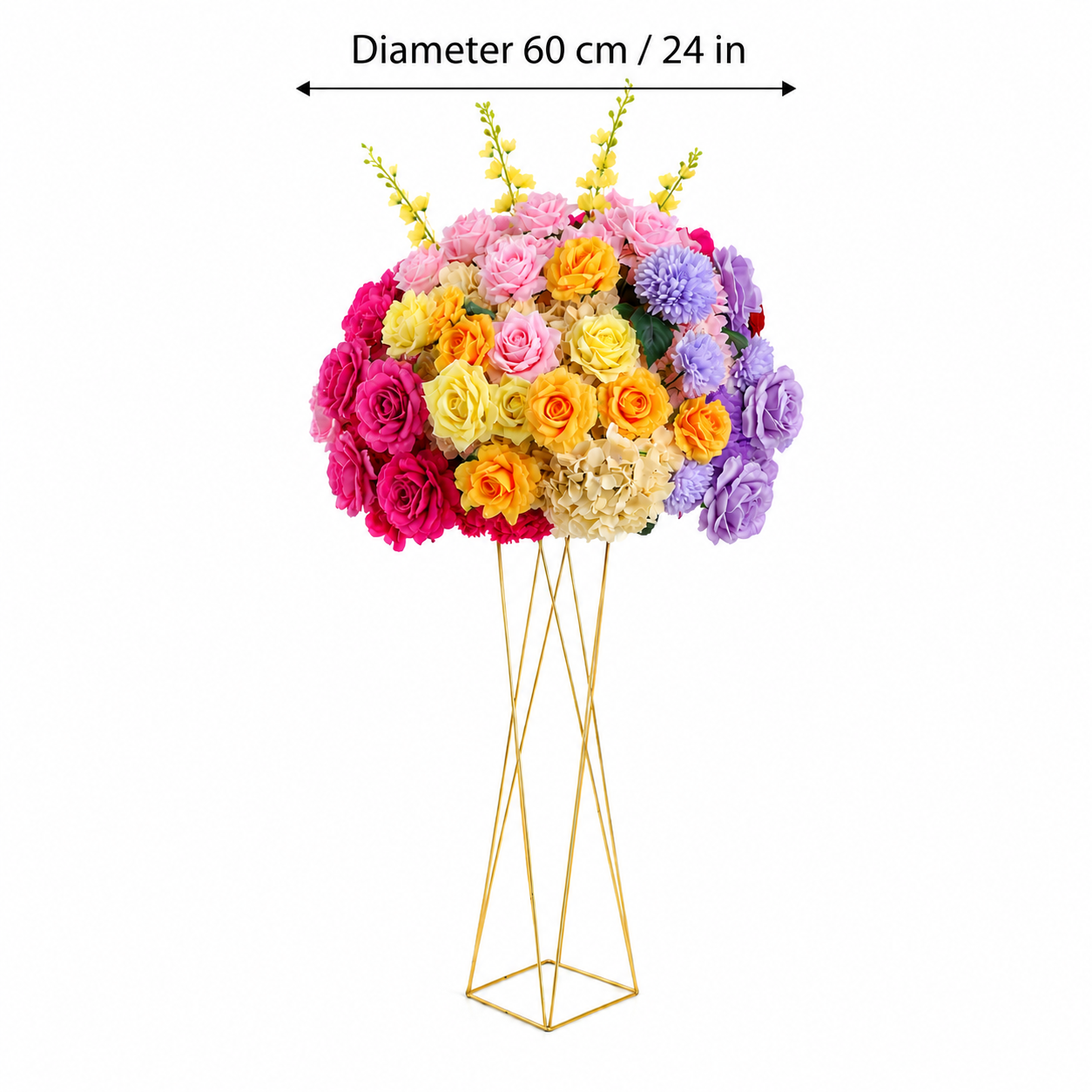 Artificial Flower Ball, Multicolor Wedding Centerpiece, Stand Not Included 20 in / 50 cm,24 in / 60 cm,28 in / 70 cm