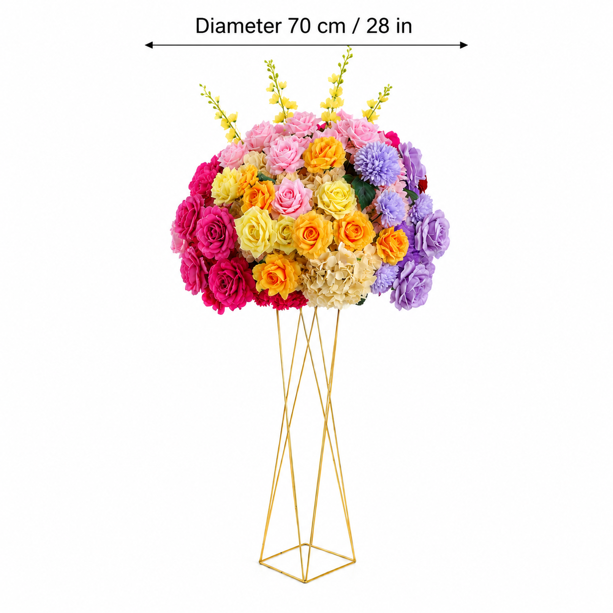 Artificial Flower Ball, Multicolor Wedding Centerpiece, Stand Not Included 20 in / 50 cm,24 in / 60 cm,28 in / 70 cm