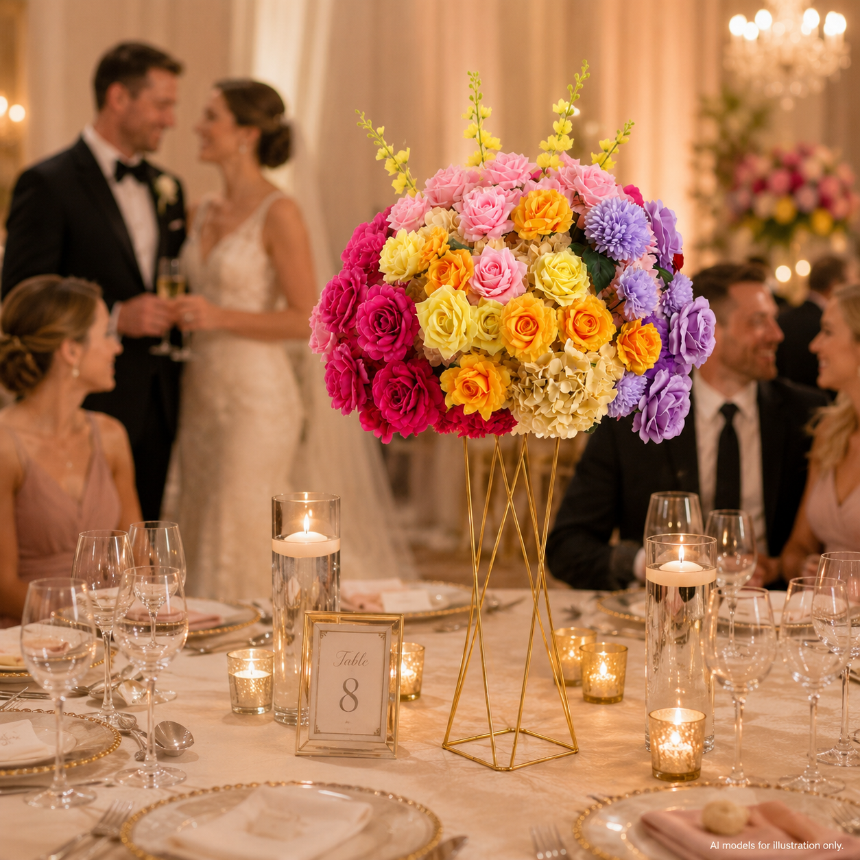 Artificial Flower Ball, Multicolor Wedding Centerpiece, Stand Not Included 20 in / 50 cm,24 in / 60 cm,28 in / 70 cm