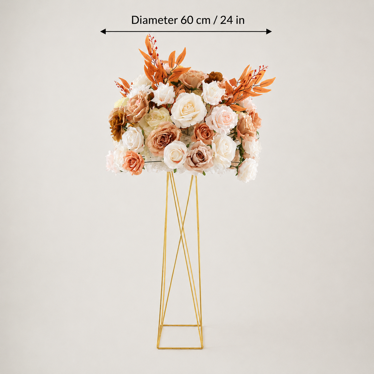 Artificial Flower Ball, Terracotta Wedding Centerpiece, Stand Not Included 20 in / 50 cm,24 in / 60 cm,28 in / 70 cm