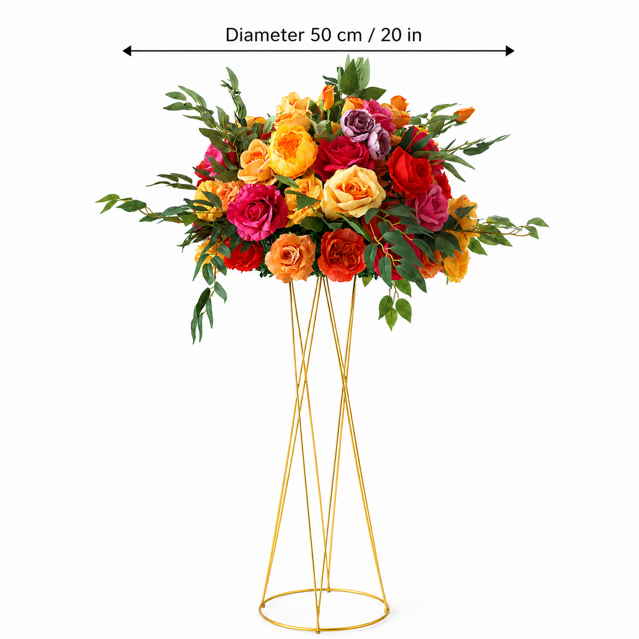 Artificial Flower Ball, Orange Pink Wedding Centerpiece, Stand Not Included 20 in / 50 cm,24 in / 60 cm,28 in / 70 cm