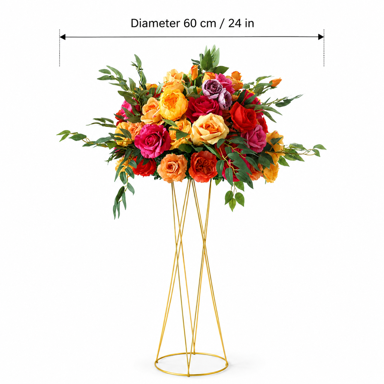 Artificial Flower Ball, Orange Pink Wedding Centerpiece, Stand Not Included 20 in / 50 cm,24 in / 60 cm,28 in / 70 cm