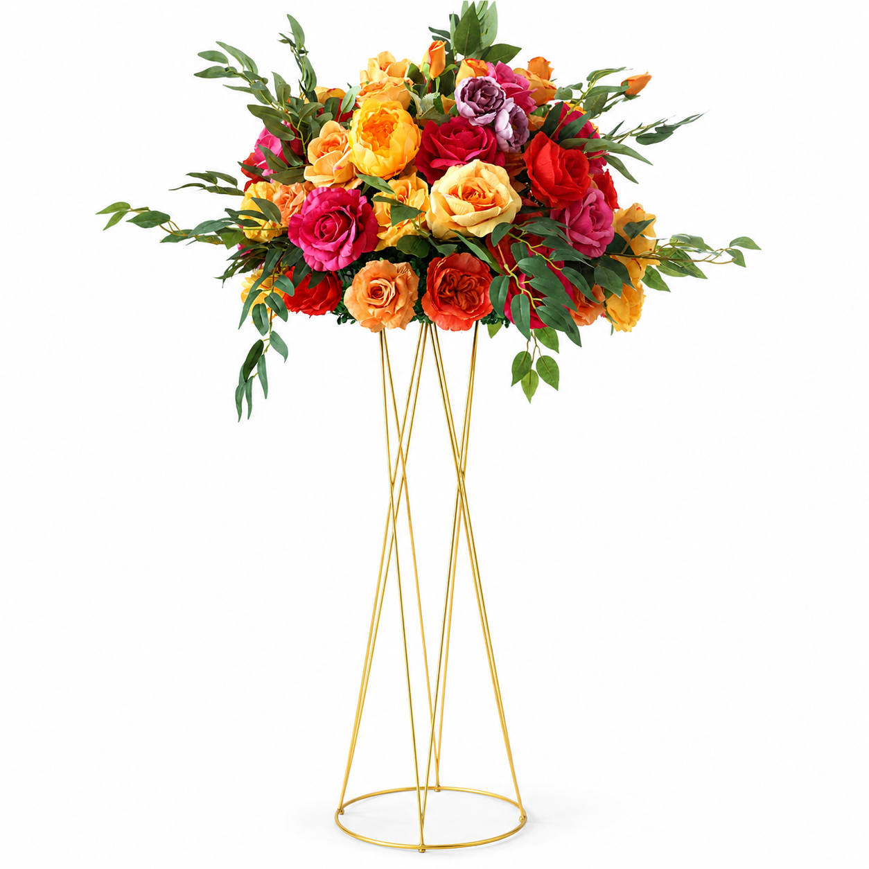 Artificial Flower Ball, Orange Pink Wedding Centerpiece, Stand Not Included 20 in / 50 cm,24 in / 60 cm,28 in / 70 cm