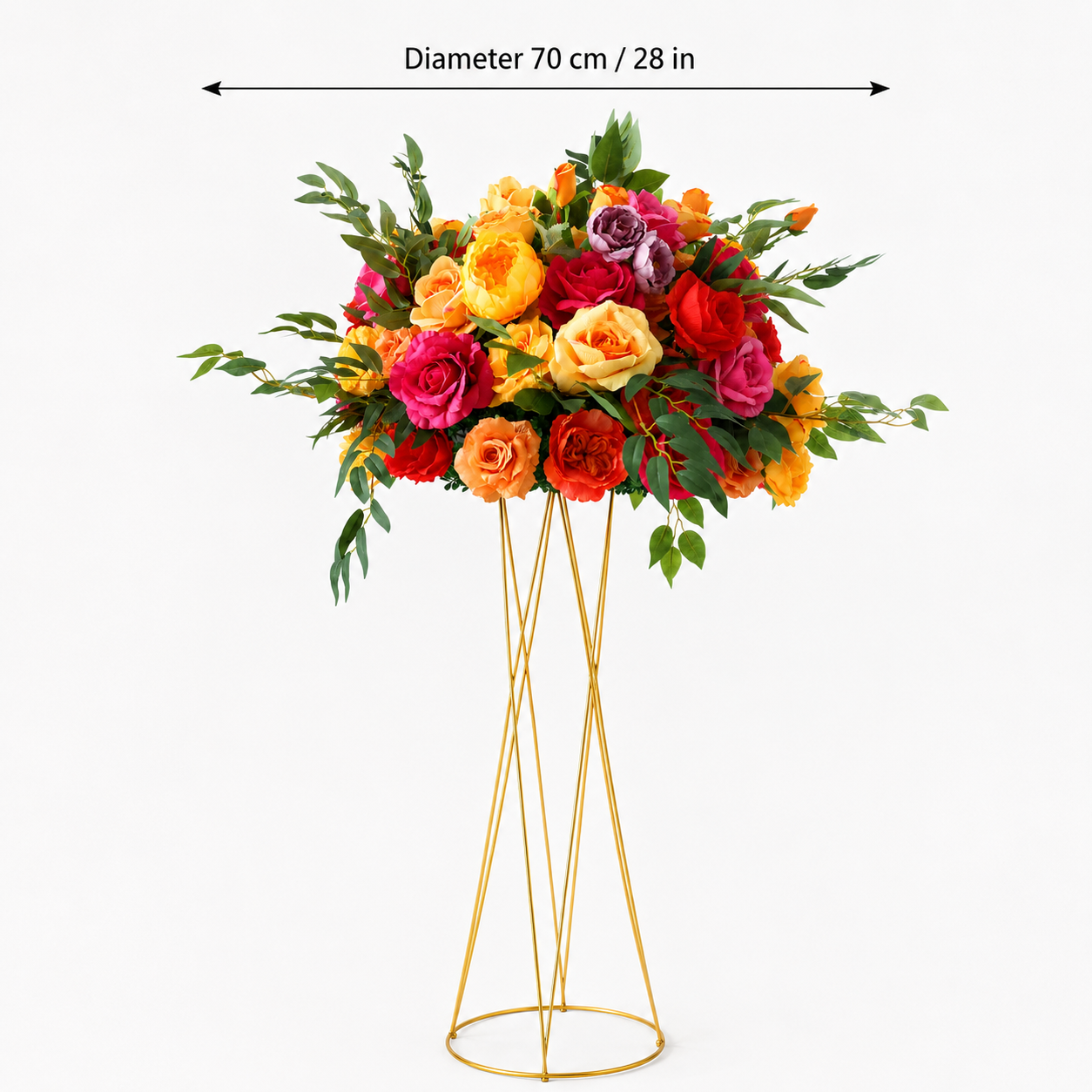 Artificial Flower Ball, Orange Pink Wedding Centerpiece, Stand Not Included 20 in / 50 cm,24 in / 60 cm,28 in / 70 cm