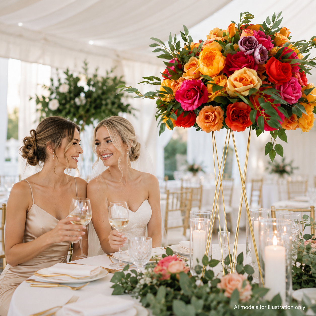 Artificial Flower Ball, Orange Pink Wedding Centerpiece, Stand Not Included 20 in / 50 cm,24 in / 60 cm,28 in / 70 cm