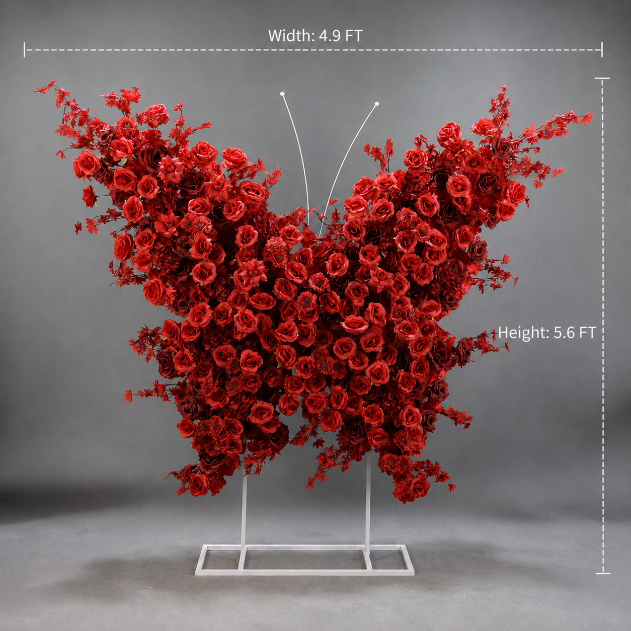 5.6FT Red Butterfly Flower Arch, Rose Wedding Backdrop Decor
