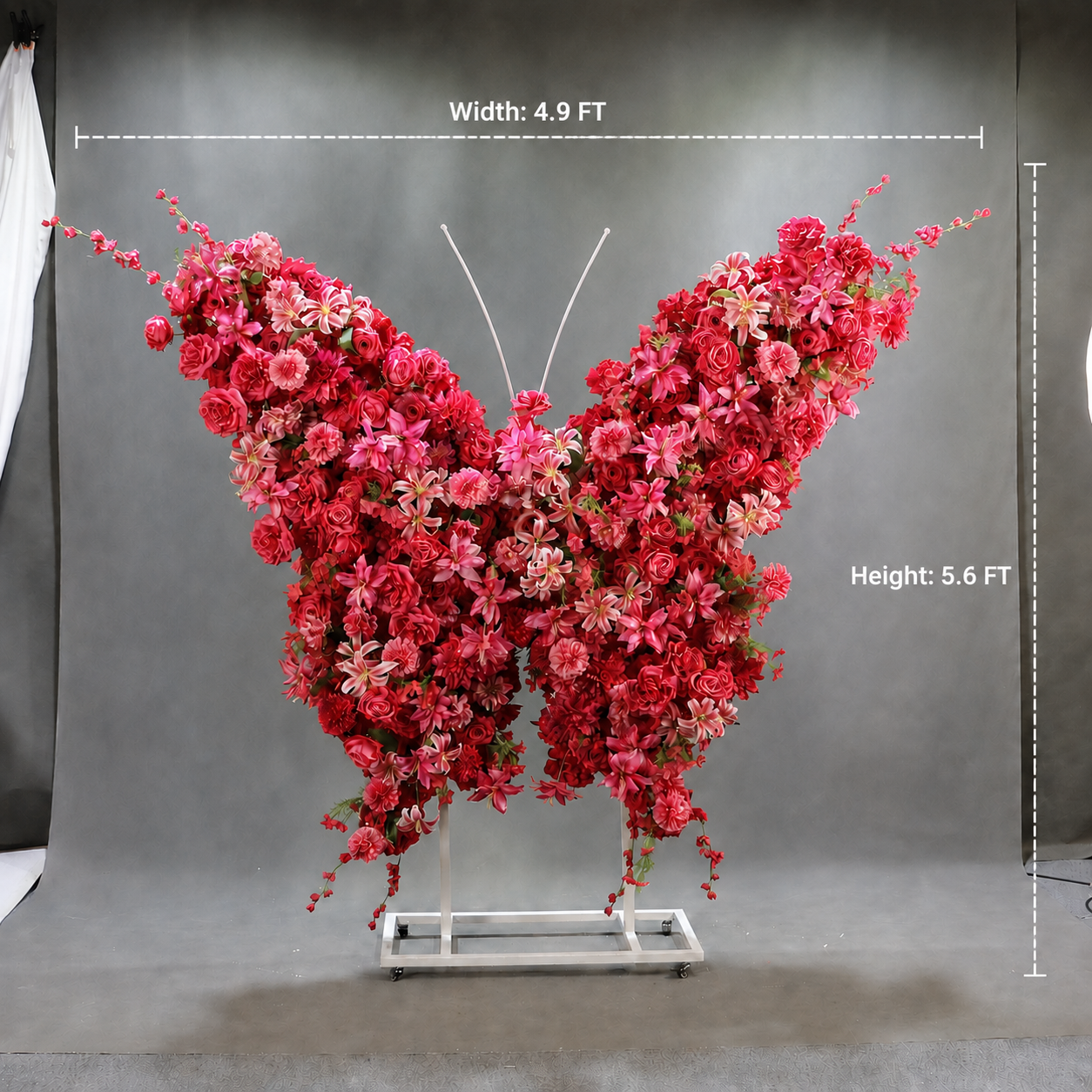 5.6FT Coral Pink Butterfly Flower Arch, Wedding Backdrop Decor