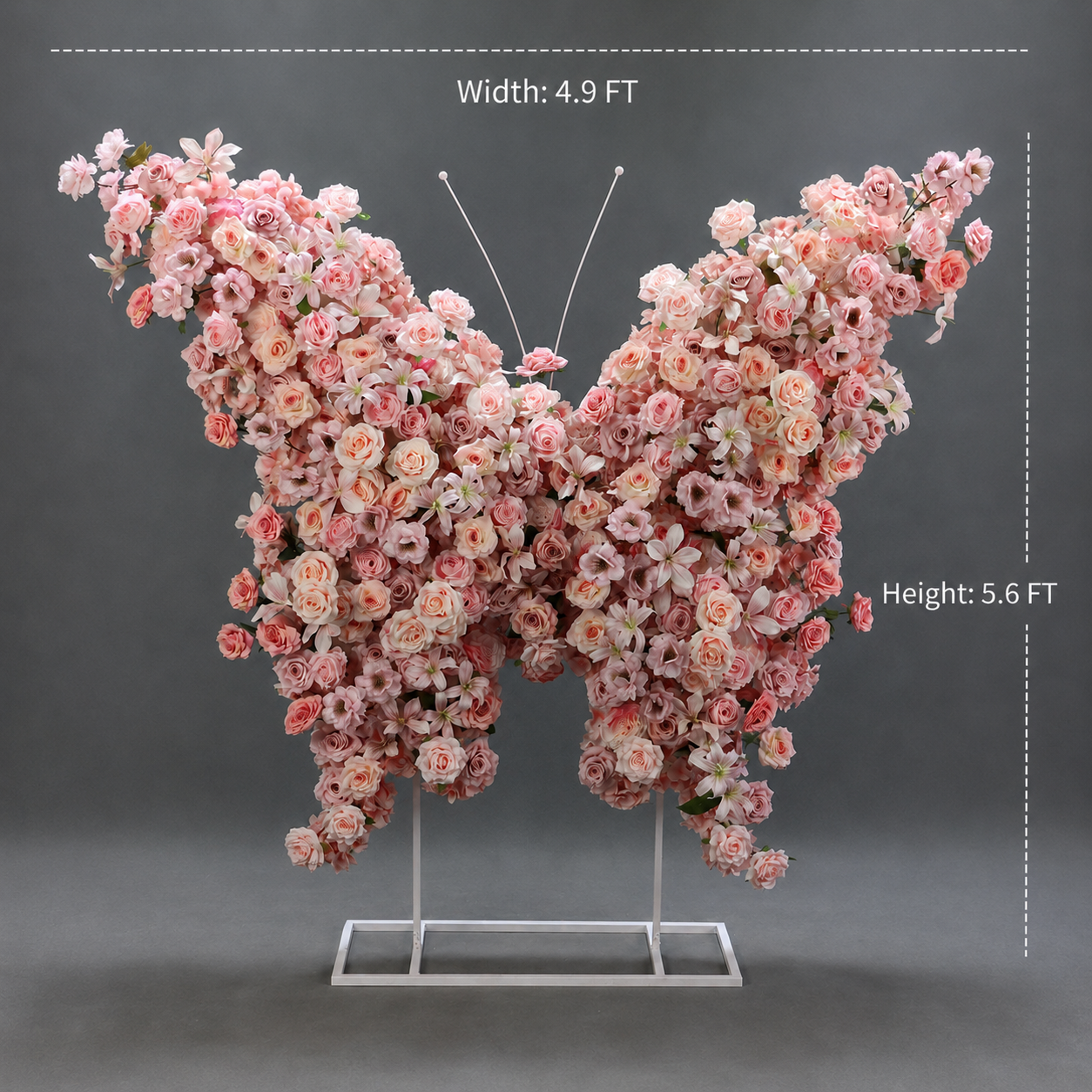 5.6FT Blush Pink Butterfly Flower Arch, Wedding Backdrop Decor