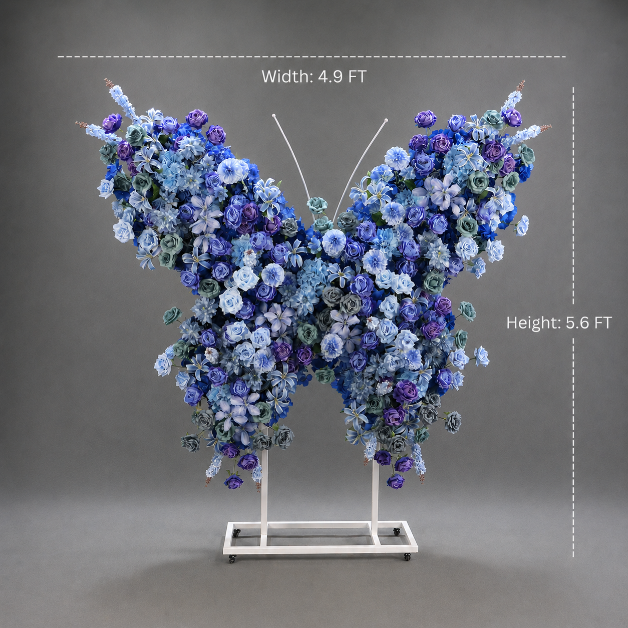 5.6FT Blue Purple Butterfly Flower Arch, Wedding Backdrop Decor