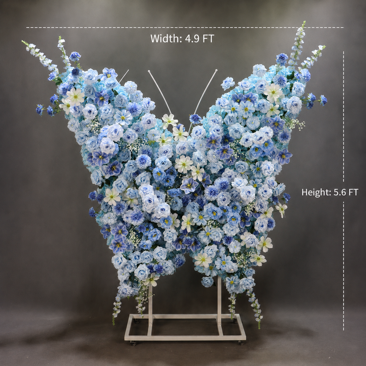 5.6FT Sky Blue Butterfly Flower Arch, Wedding Backdrop Decor
