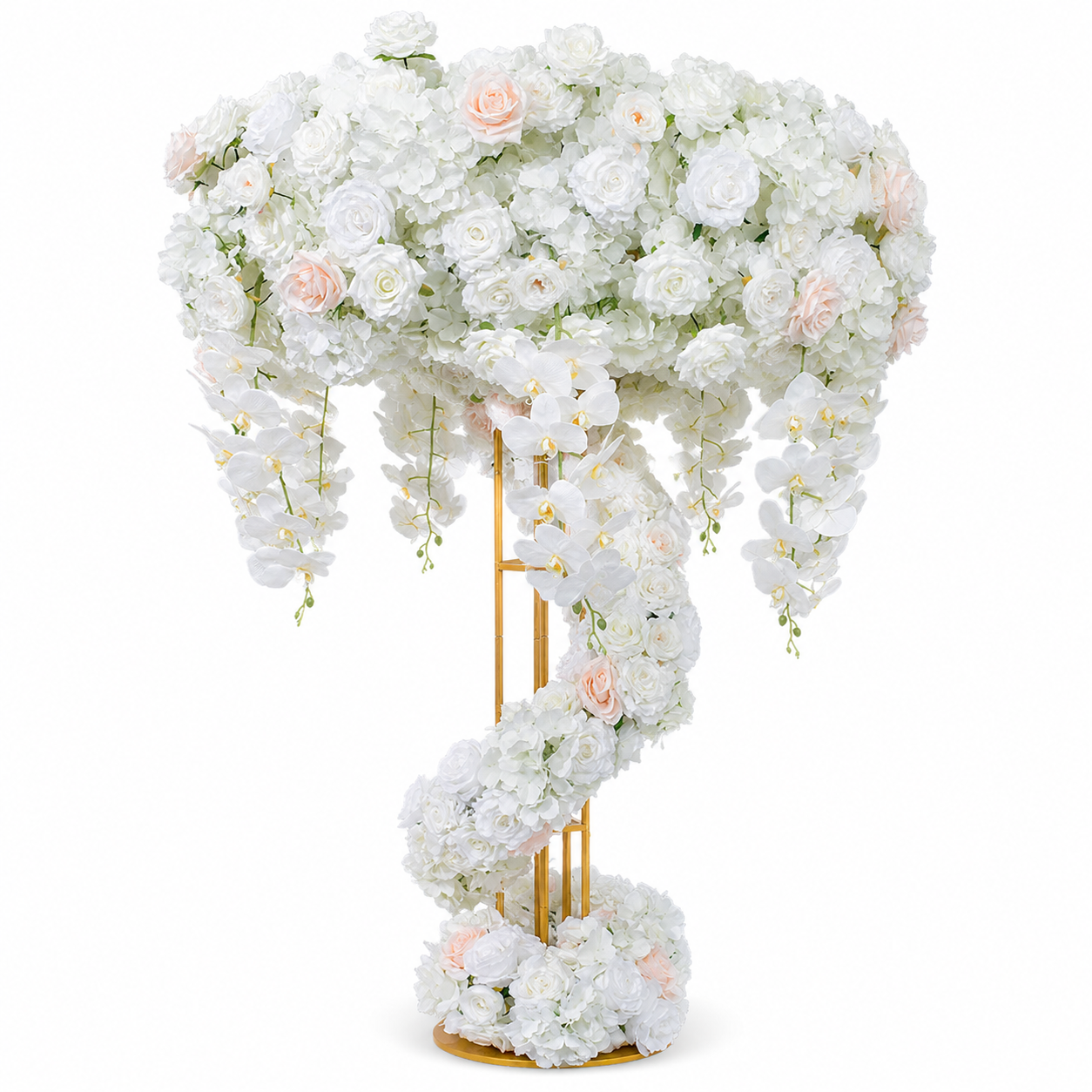 Artificial Flowers for Wedding Centerpiece Stand, White & Blush, No Stand