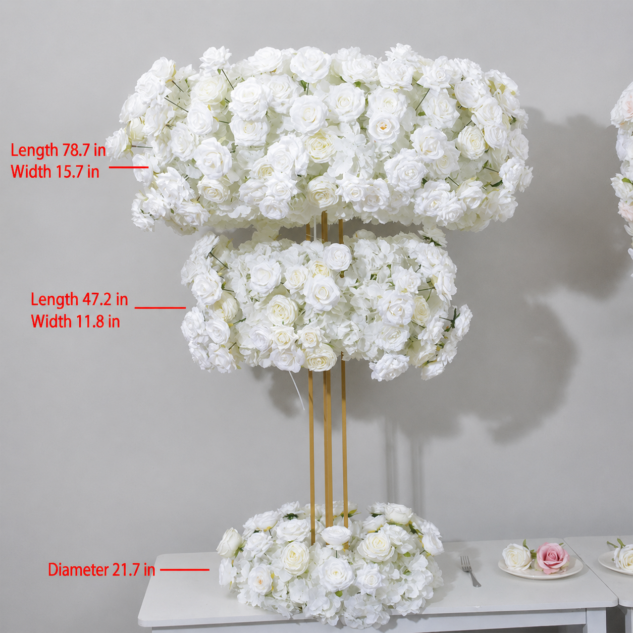 White Artificial Flower Centerpiece Set, 3-Piece, Stand Not Included