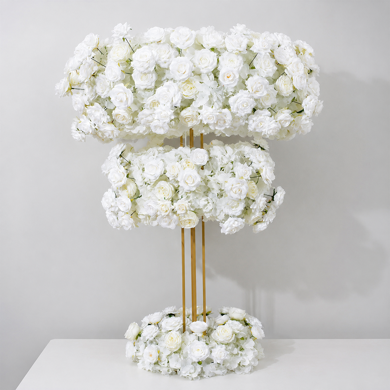 White Artificial Flower Centerpiece Set, 3-Piece, Stand Not Included