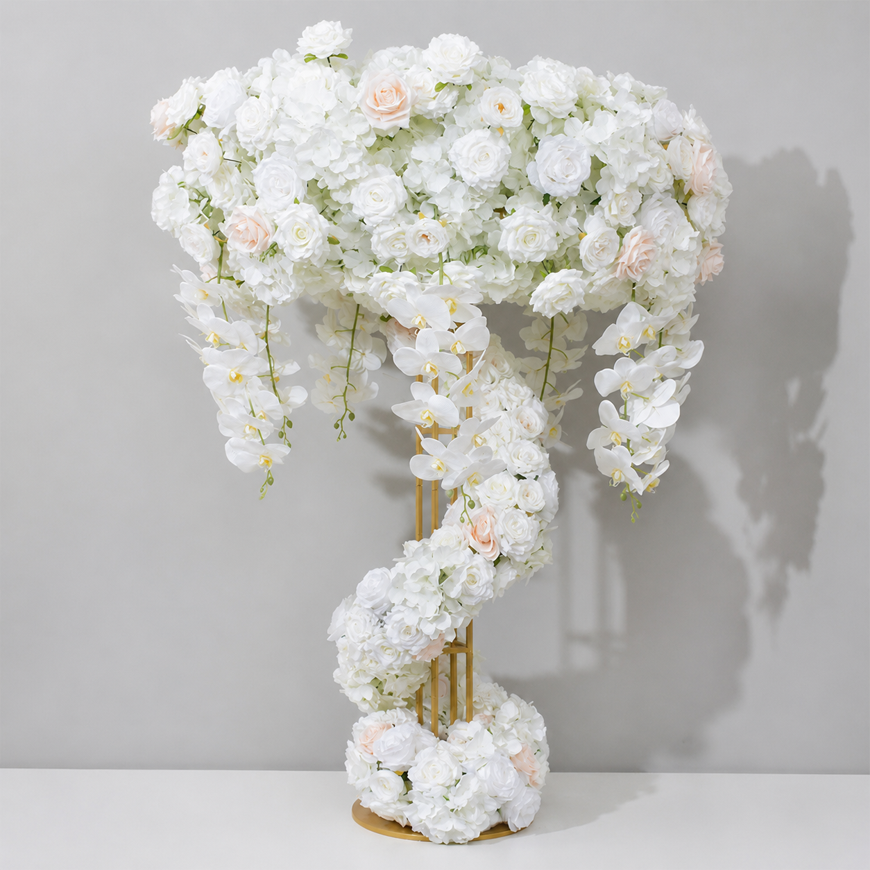Artificial Flowers for Wedding Centerpiece Stand, White & Blush, No Stand