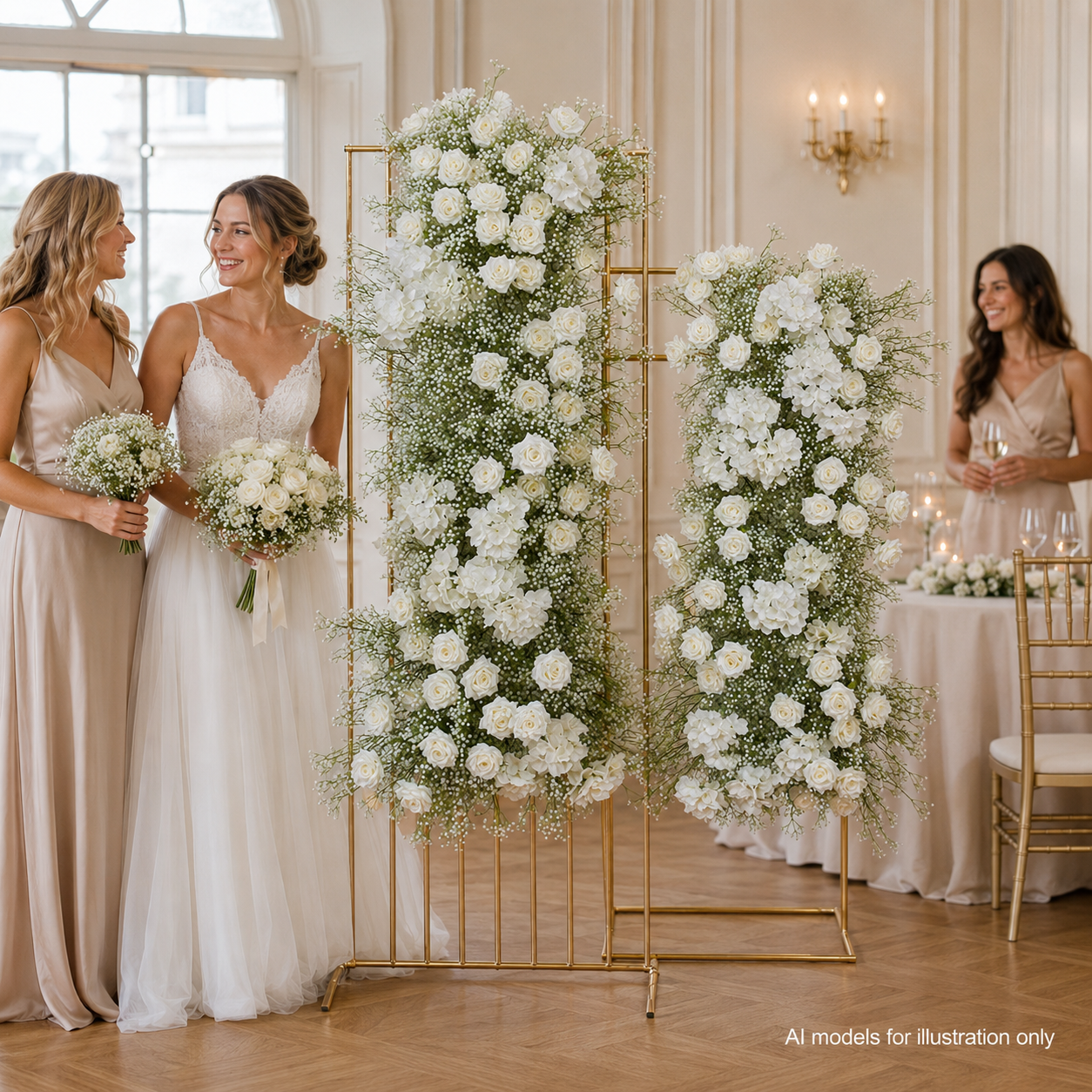 70.9in & 55.1in Hot Pink Orange Yellow Freestanding Floral Column Set, Artificial Rose Flower Pillar Backdrop for Summer Wedding Ceremony Arch, Vibrant Tropical Event Floral Decor, Built-In Stable Metal Frame Included