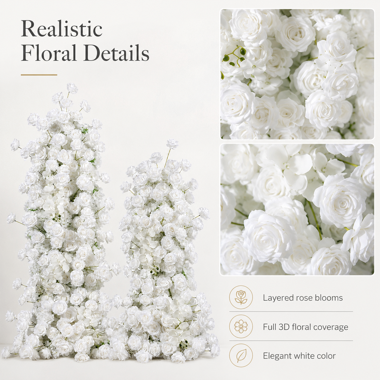 78.7in & 39.4in Burgundy Blush White Artificial Floral Pillar Set, Red Pink Silk Rose Flower Column for Wedding Arch Backdrop, Bridal Shower Reception Entrance Floral Decor, Flowers Only No Metal Stand Included