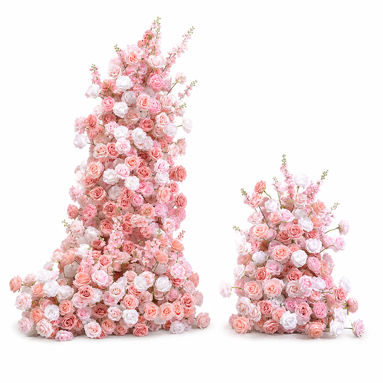 Blush Pink White Artificial Flower Arrangement Set 180cm & 100cm Silk Rose Floral Runner for Wedding Backdrop, Bridal Shower, Party Decor, Stand Not Included