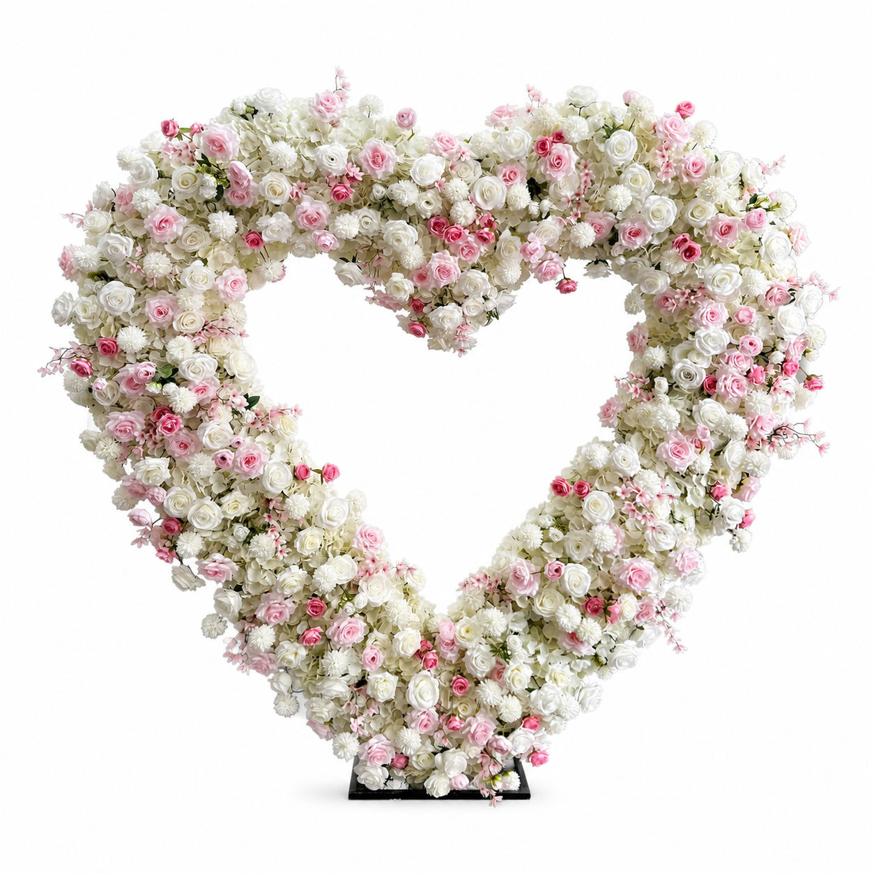White and Blush Pink Heart-Shaped Artificial Flower Arch with Metal Frame,7ft Freestanding Floral Backdrop for Wedding Ceremony, Bridal Shower, Photo Booth and Party Decor