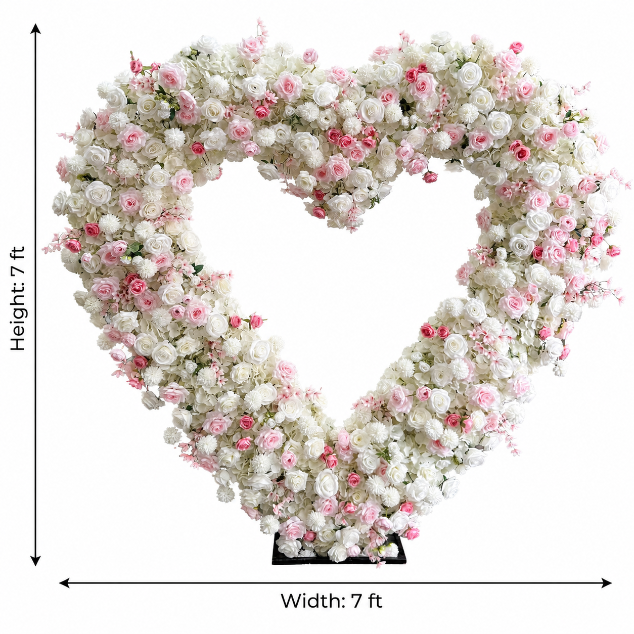 White and Blush Pink Heart-Shaped Artificial Flower Arch with Metal Frame,7ft Freestanding Floral Backdrop for Wedding Ceremony, Bridal Shower, Photo Booth and Party Decor