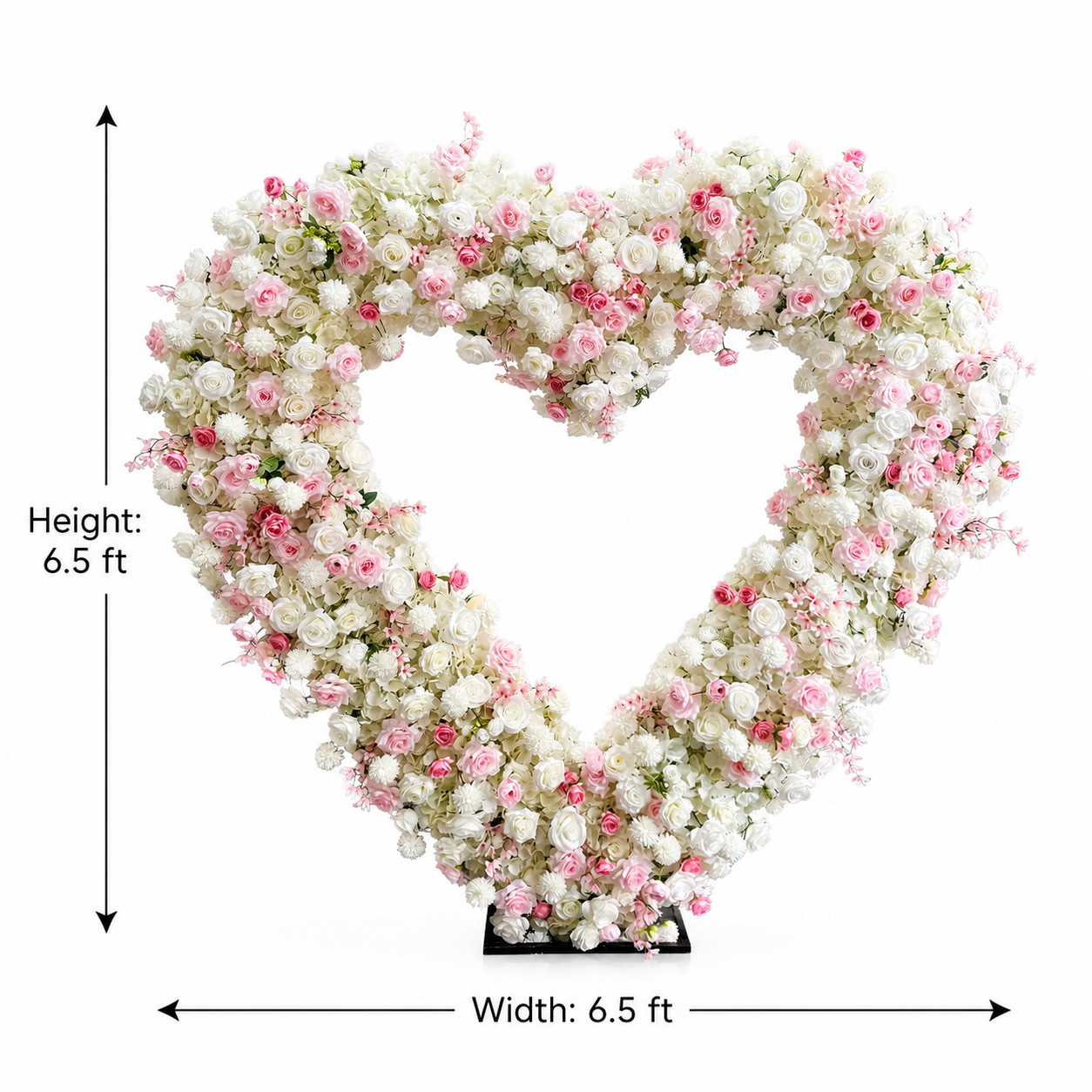 White and Blush Pink Heart-Shaped Artificial Flower Arch with Metal Frame,7ft Freestanding Floral Backdrop for Wedding Ceremony, Bridal Shower, Photo Booth and Party Decor