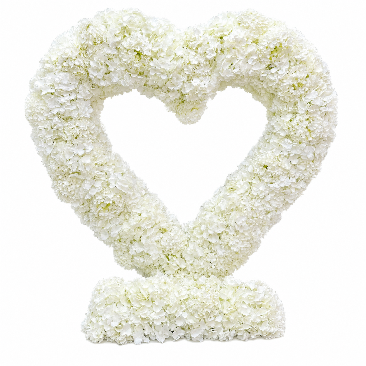6.5FT Heart Shaped Artificial Hydrangea Flower Arch with Metal Frame, Freestanding Faux Floral Photo Backdrop Stand for Wedding Proposal Engagement Valentines Day Party Decor