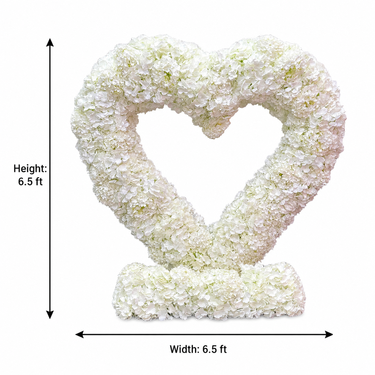 6.5FT Heart Shaped Artificial Hydrangea Flower Arch with Metal Frame, Freestanding Faux Floral Photo Backdrop Stand for Wedding Proposal Engagement Valentines Day Party Decor
