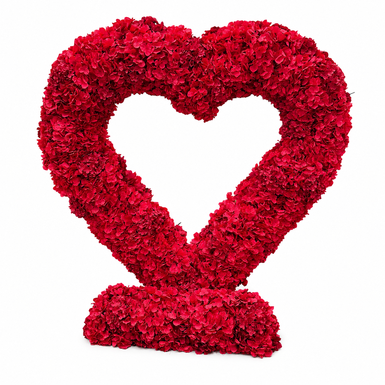 6.5FT Heart Shaped Artificial Hydrangea Flower Arch with Metal Frame, Freestanding Faux Floral Photo Backdrop Stand for Wedding Proposal Engagement Valentines Day Party Decor