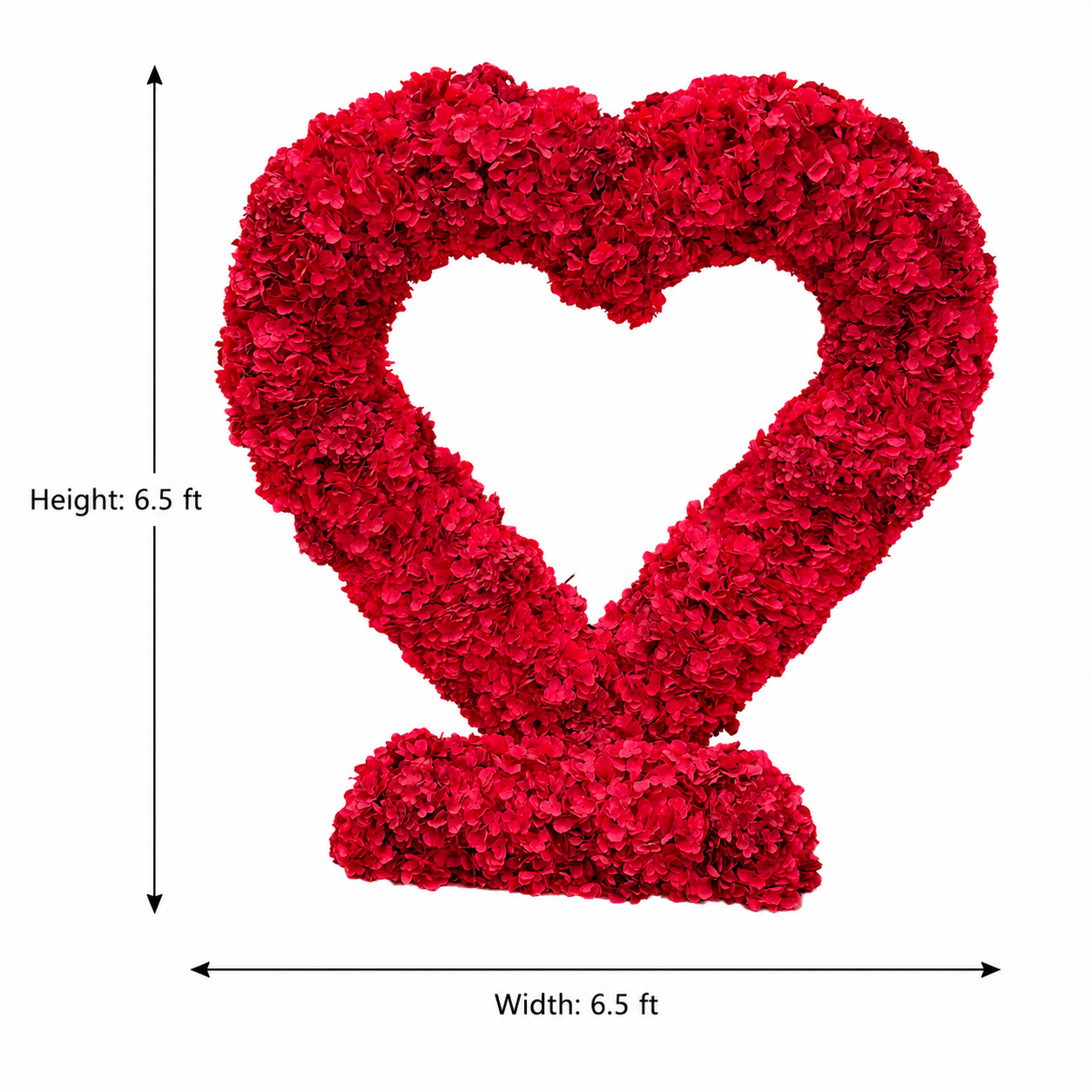 6.5FT Heart Shaped Artificial Hydrangea Flower Arch with Metal Frame, Freestanding Faux Floral Photo Backdrop Stand for Wedding Proposal Engagement Valentines Day Party Decor
