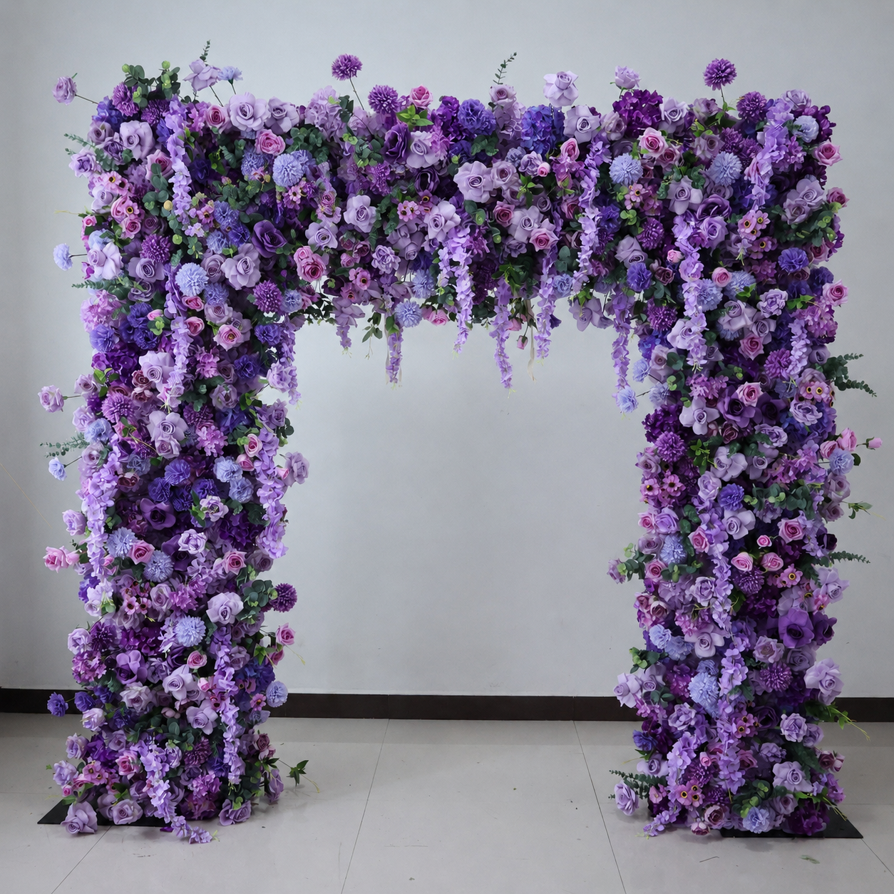 8FT Square Faux Flower Arch Backdrop, Lavender Purple