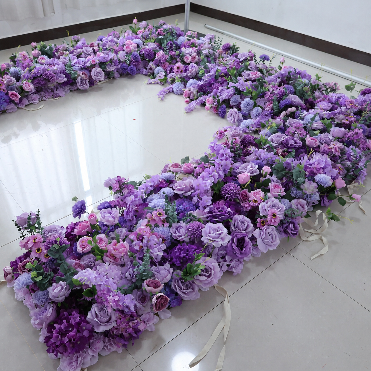 8FT Square Faux Flower Arch Backdrop, Lavender Purple