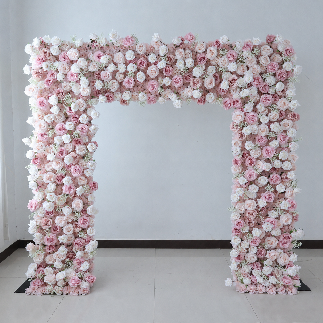  8FT Square Faux Flower Arch Backdrop, Blush Pink & White