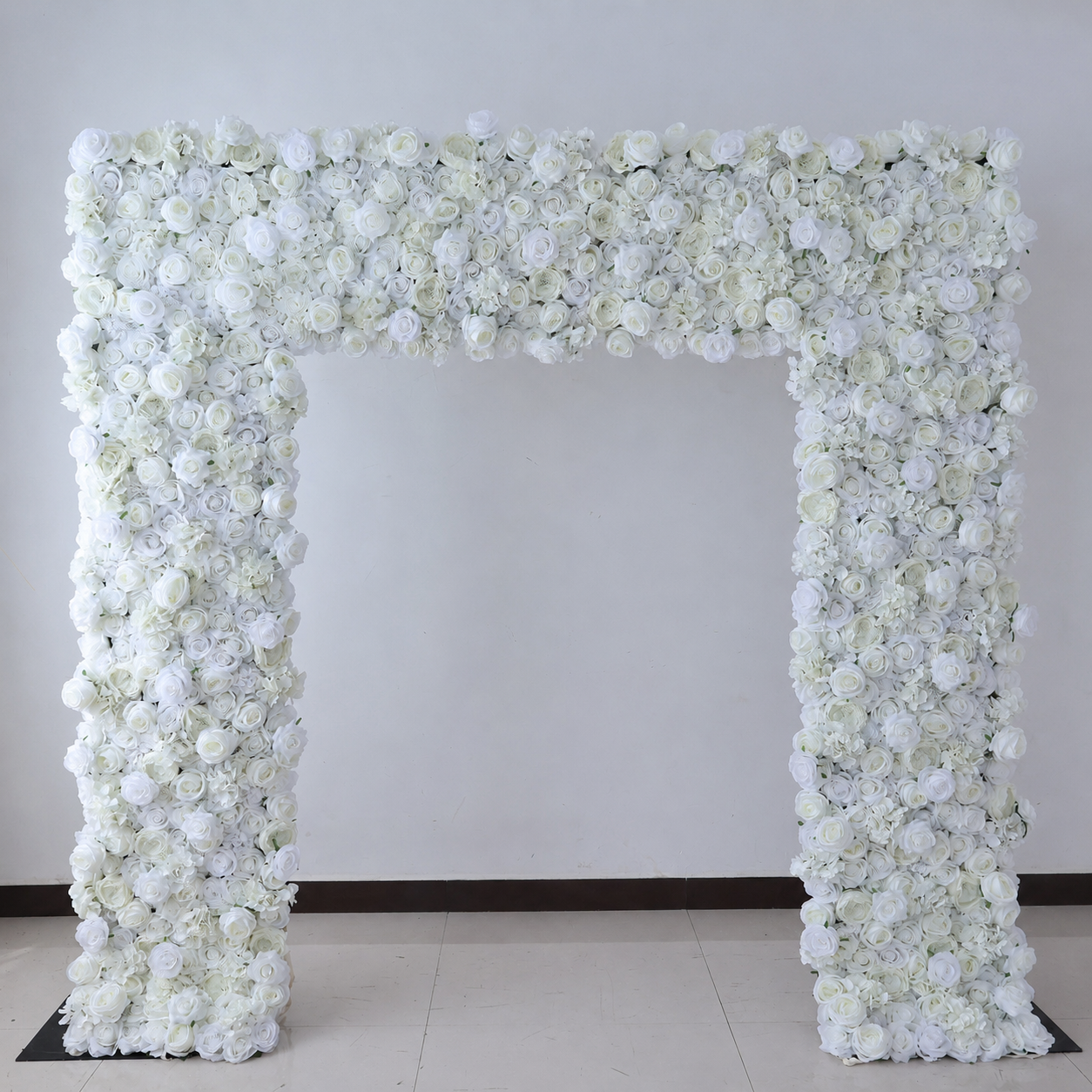 8FT Square Faux Flower Arch Backdrop, Ivory White