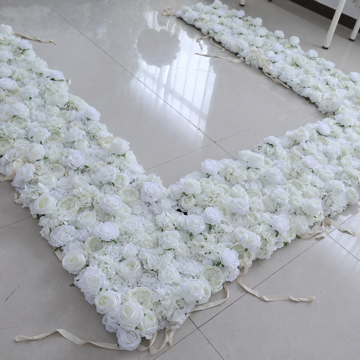 8FT Square Faux Flower Arch Backdrop, Ivory White