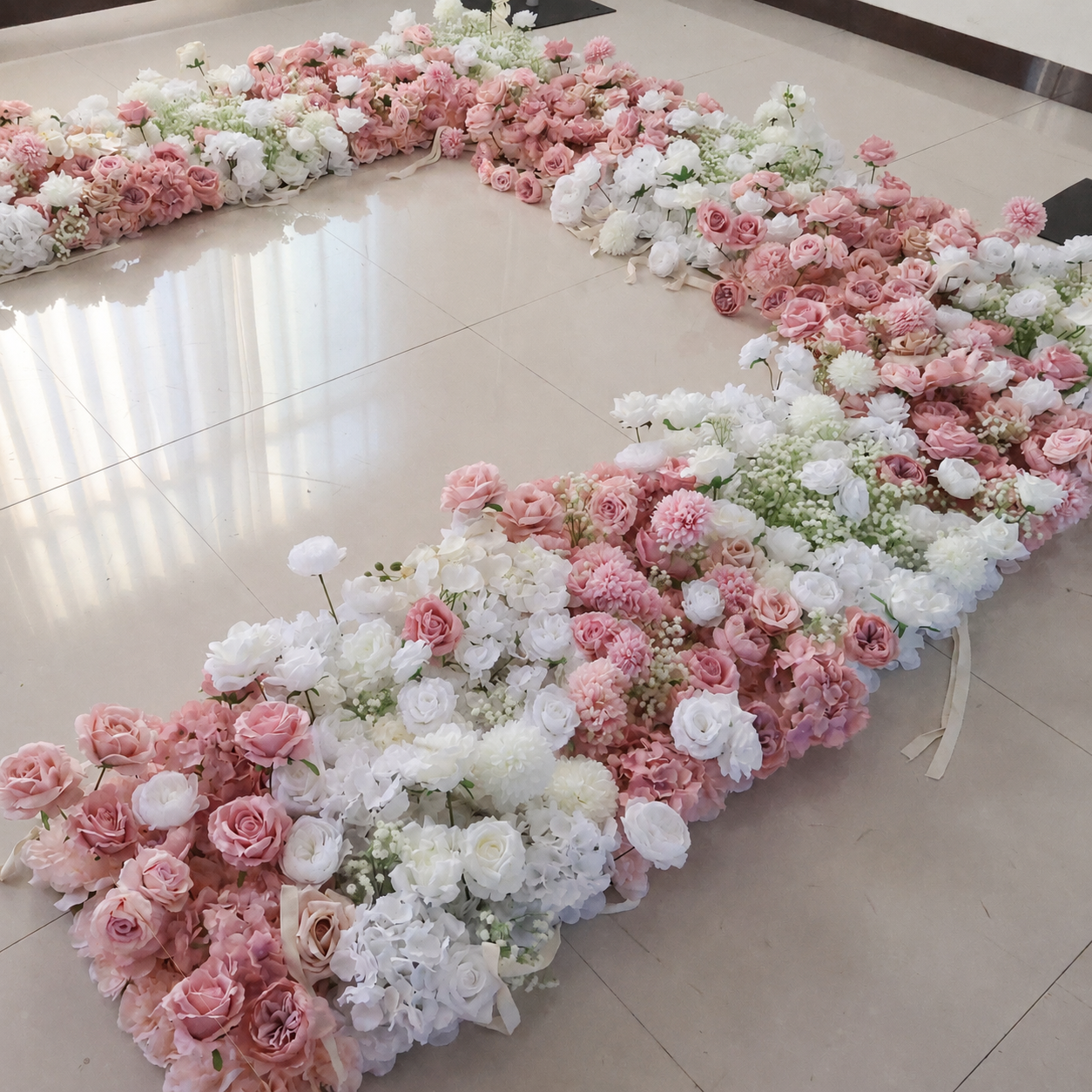 8FT Square Faux Flower Arch Backdrop, Blush Pink & White