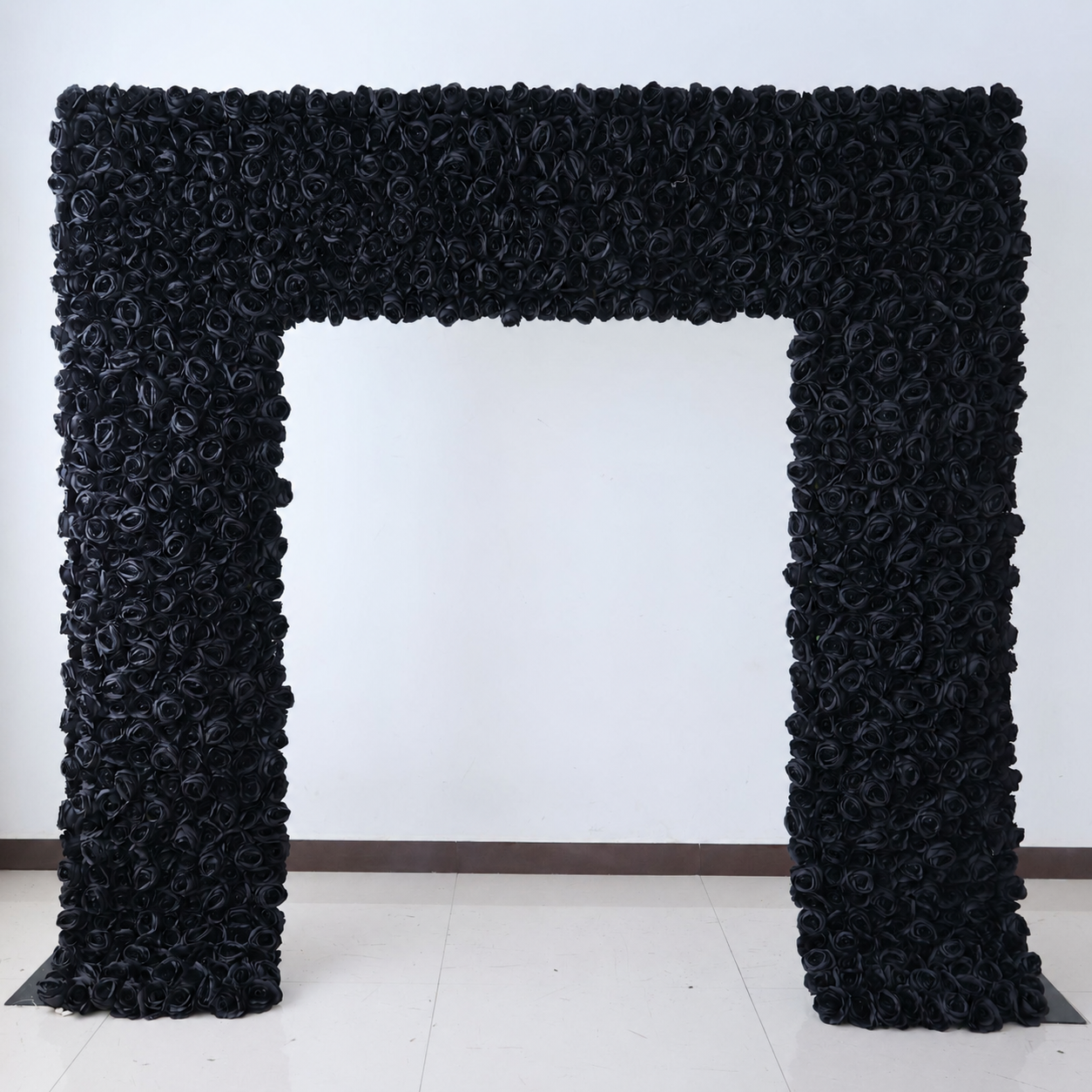 8FT Square Faux Flower Arch Backdrop, Black Rose