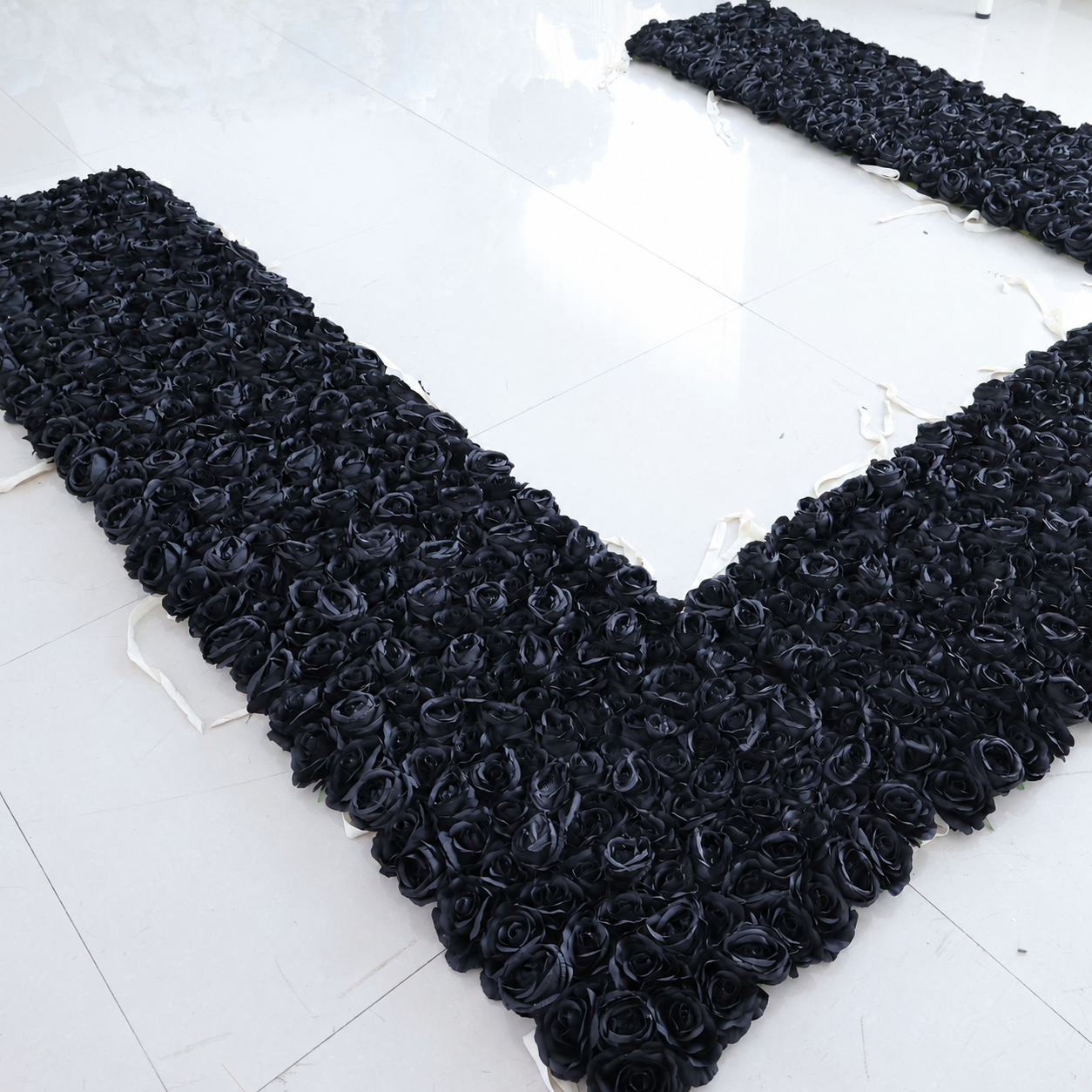 8FT Square Faux Flower Arch Backdrop, Black Rose