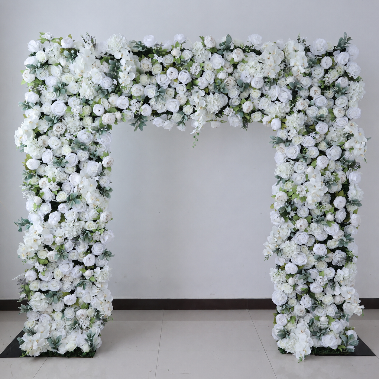 8FT Square Faux Flower Arch Backdrop, Ivory White