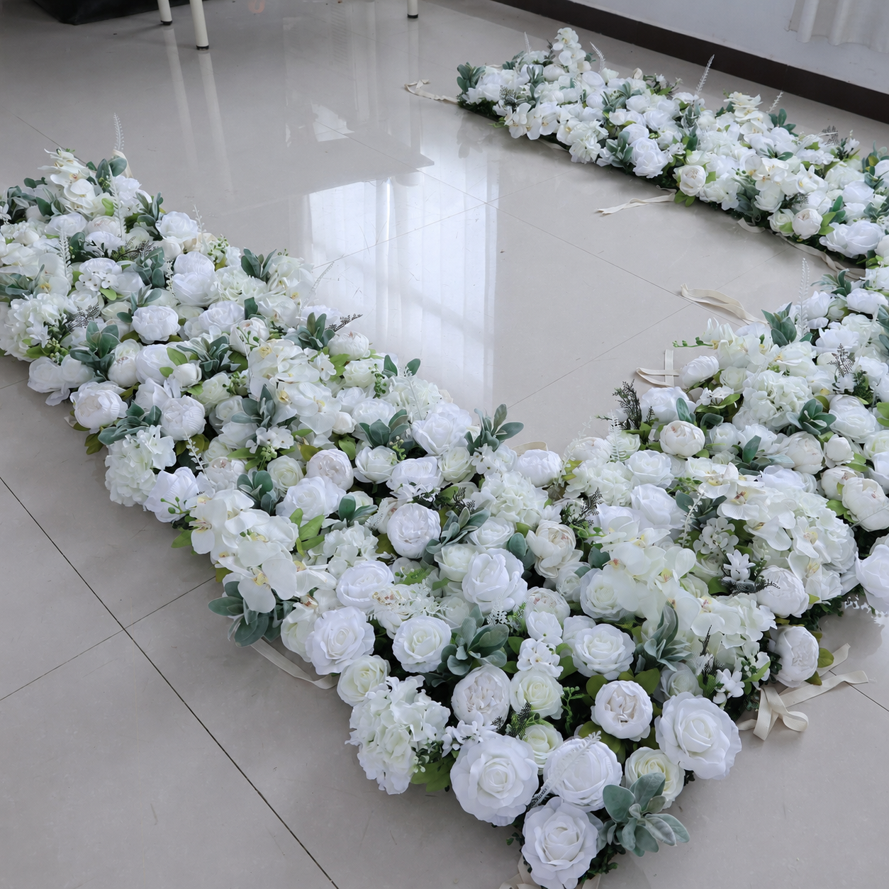 8FT Square Faux Flower Arch Backdrop, Ivory White