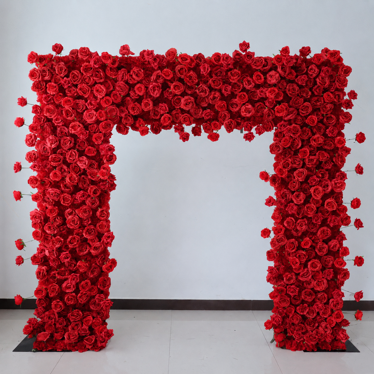 8FT Square Faux Flower Arch Backdrop, Red Rose