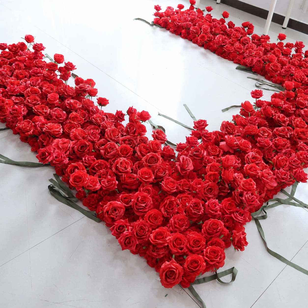 8FT Square Faux Flower Arch Backdrop, Red Rose