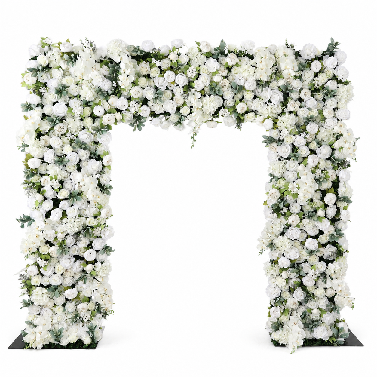 8FT Square Faux Flower Arch Backdrop, Ivory White