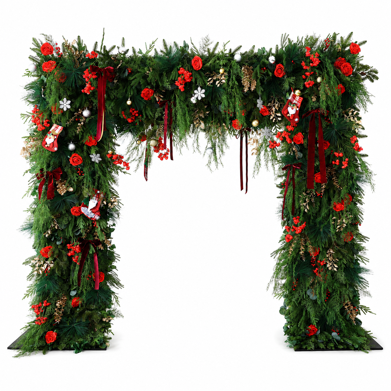 8FT Square Faux Flower Arch Backdrop, Red Rose