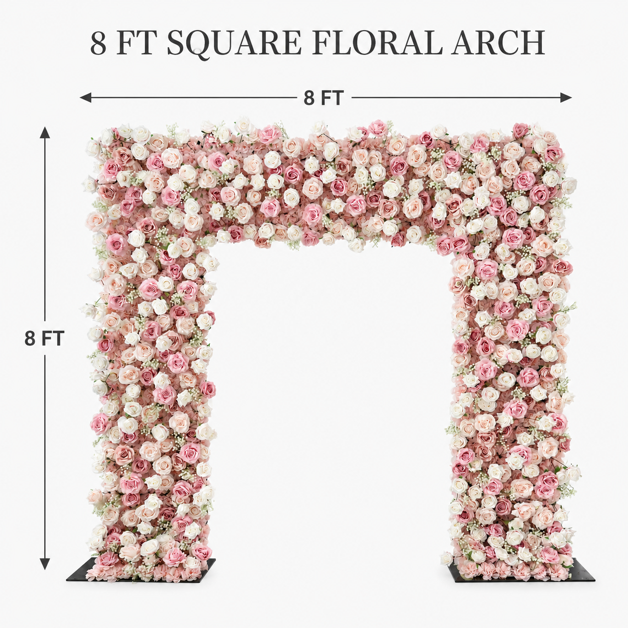  8FT Square Faux Flower Arch Backdrop, Blush Pink & White
